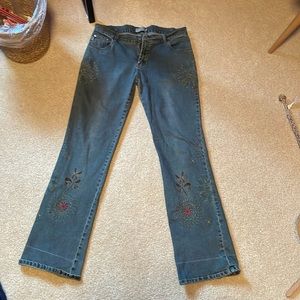 women’s boot cut flower embroidered 80s jeans